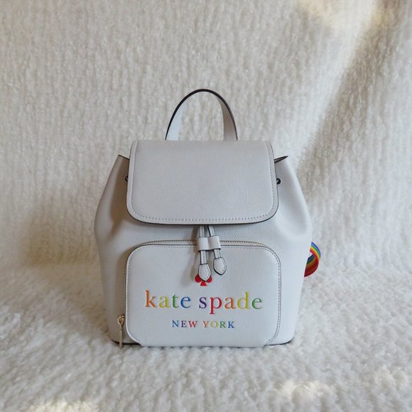 Kate Spade Darcy Pride Flap Backpack (White Dove) main image 9